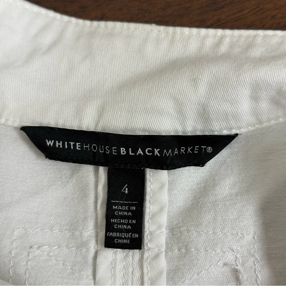 White House Black Market White Utility Jacket Size 4 Short Sleeve Button Front - Picture 6 of 8